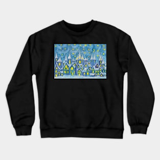 Fairy winter town in blue colours Crewneck Sweatshirt